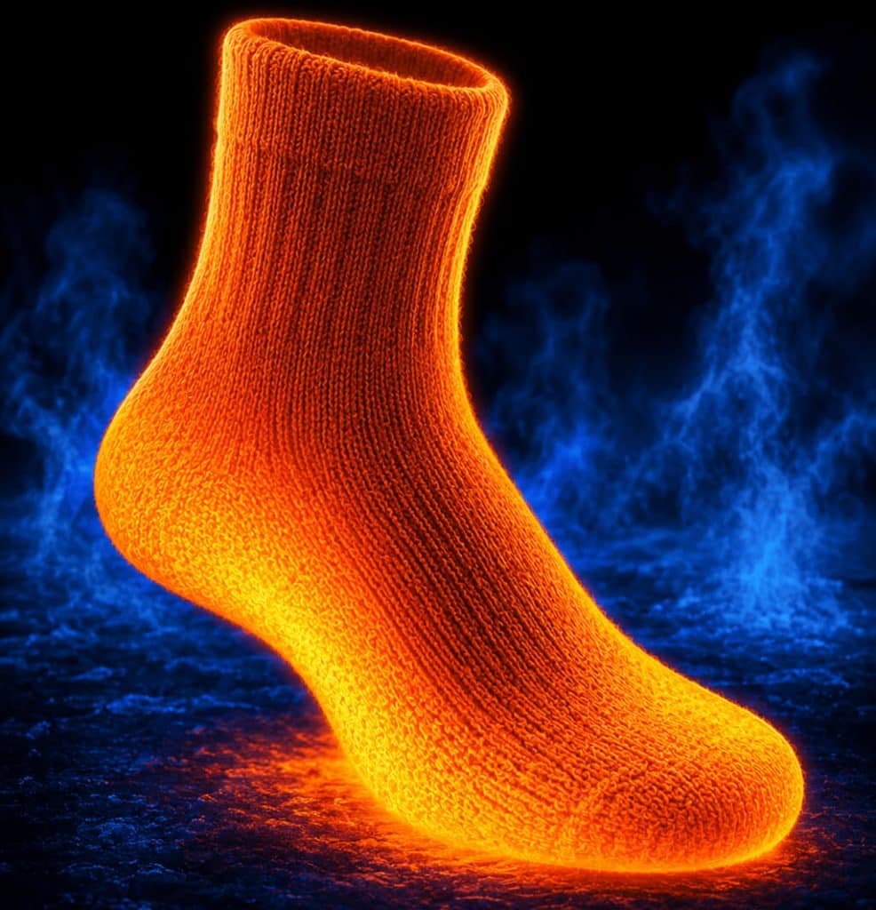Wärmebild von Alpaka Socken in orange
