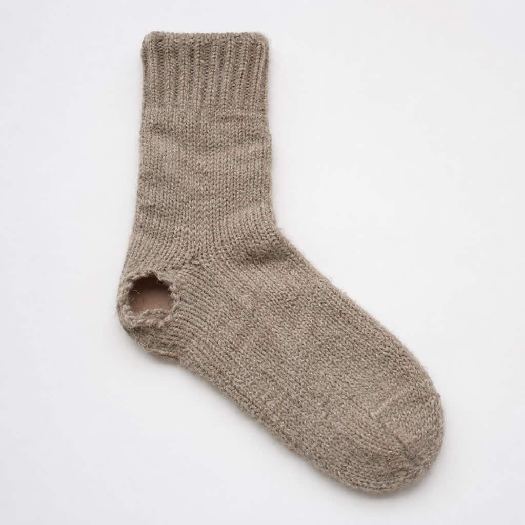 Alpaka Socke 100 Prozent mit Loch an der Ferse