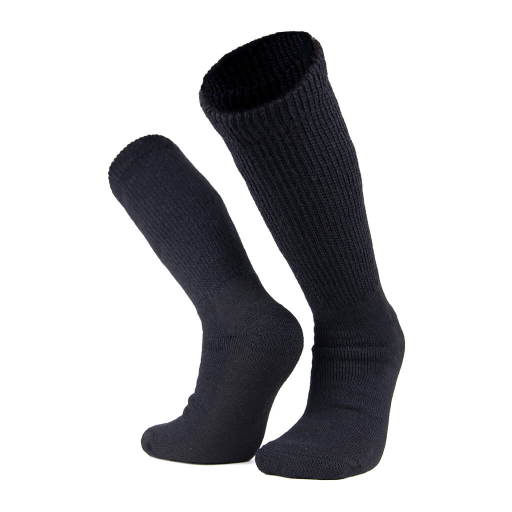 Schwarze Diabetiker Socken aus Alpakawolle, ohne Einschneiden auch für kräftige Waden